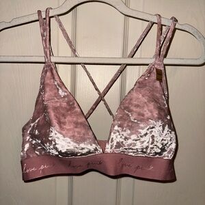 NWT PINK Victoria's Secret Pink Crisscross Velvet Bralette XL removable pads